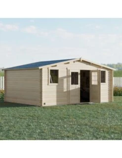 Abri De Jardin Juno 17.6 M² En Bois Massif 28 Mm -Barbecue Soldes abri de jardin juno 176 m en bois massif 28 mm 2