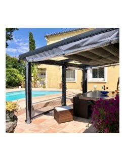 Fermeture PVC Droite Pour Pergola Adossée AZURA -Barbecue Soldes fermeture pvc droite pour pergola adossee azura 5