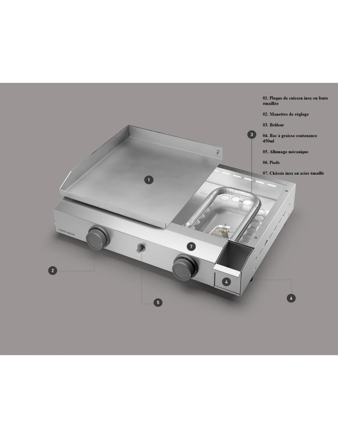 Plancha Base G45 A à Gaz - 4 à 6 Personnes - Forge Adour 3 Plancha Base G45 A à Gaz - 4 à 6 Personnes - Forge Adour - Image 3