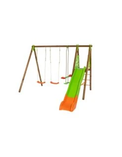Portique AKEO Bois Et Métal 2.3 M Avec Balançoires Et Toboggan - Enfants 3/12 Ans