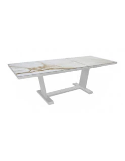 Table Amber Extensible 180/240x100 - Alu/Kedra - Blanc/Praline