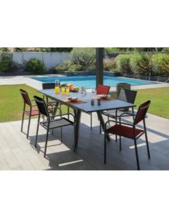 Table De Jardin AGRA Extensible 150/200/250 Cm - Aluminium Et Verre - Graphite / Gris 8 Table De Jardin AGRA Extensible 150/200/250 Cm - Aluminium Et Verre - Graphite / Gris -Barbecue Soldes table de jardin agra extensible 150200250 cm aluminium et verre graphite gris 2