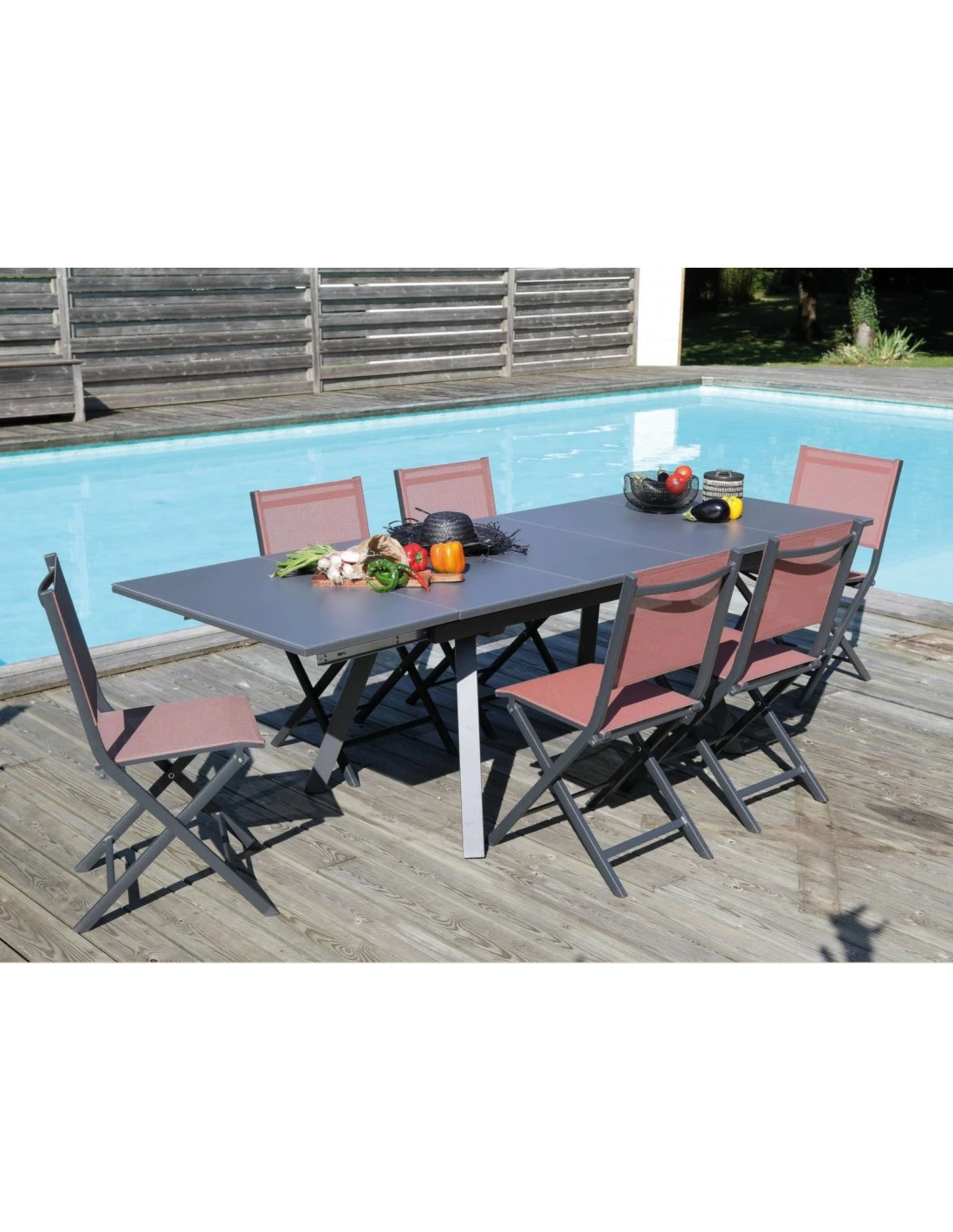 Table De Jardin AGRA Extensible 150/200/250 Cm - Aluminium Et Verre - Graphite / Gris 6 Table De Jardin AGRA Extensible 150/200/250 Cm - Aluminium Et Verre - Graphite / Gris - Image 6