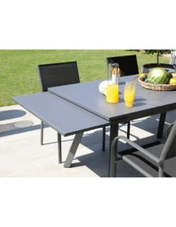 Table De Jardin AGRA Extensible 150/200/250 Cm - Aluminium Et Verre - Graphite / Perle 9 Table De Jardin AGRA Extensible 150/200/250 Cm - Aluminium Et Verre - Graphite / Perle -Barbecue Soldes table de jardin agra extensible 150200250 cm aluminium et verre graphite perle 3