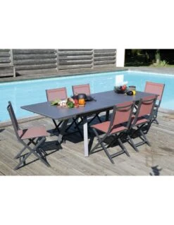 Table De Jardin AGRA Extensible 150/200/250 Cm - Aluminium Et Verre - Graphite / Perle 11 Table De Jardin AGRA Extensible 150/200/250 Cm - Aluminium Et Verre - Graphite / Perle -Barbecue Soldes table de jardin agra extensible 150200250 cm aluminium et verre graphite perle 5