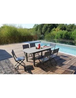 Table De Jardin COME 130/180 X 80 Cm - Graphite / BF -Barbecue Soldes table de jardin come 130180 x 80 cm graphite oak graphite bf 2