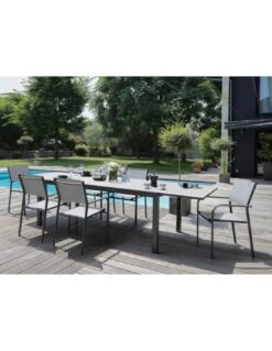 Table De Jardin Elise Extensible - 8 à 12 Places - Aluminium Et Verre - Graphite / Gris -Barbecue Soldes table de jardin elise extensible 8 a 12 places aluminium et verre 7