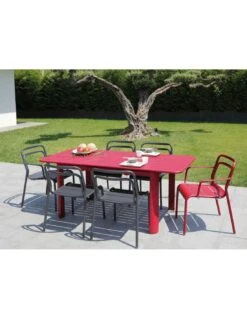 Table De Jardin Eos Extensible 130/180 Cm En Aluminium - Rouge -Barbecue Soldes table de jardin eos extensible 130180 cm aluminium 9