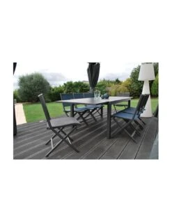 Table De Jardin Extensible LANZA - L.165/261x100 Cm Aluminium Imitation Bois -Barbecue Soldes table de jardin extensible lanza l165261x100 cm aluminium imitation bois 6