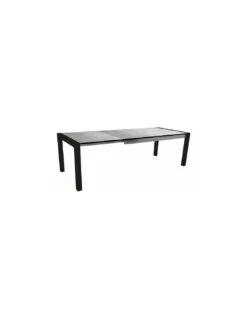 Table Extensible Aluminium Noir Mat 214 (254/294) X 100 Cm Plateau HPL - Gris Métallique