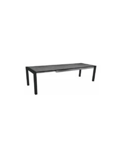 Table Extensible Aluminium Noir Mat 214 (254/294) X 100 Cm Plateau HPL - Ciment