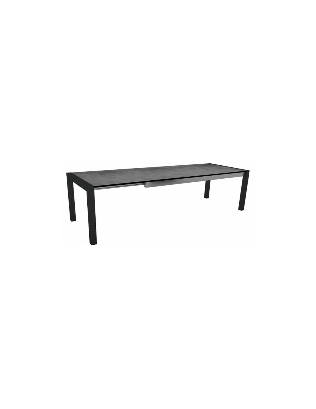 Table Extensible Aluminium Noir Mat 214 (254/294) X 100 Cm Plateau HPL - Ciment 1 Table Extensible Aluminium Noir Mat 214 (254/294) X 100 Cm Plateau HPL - Ciment