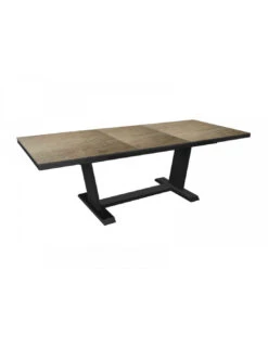 Table Extensible Amber - 180/240x100x76 Alu/HPL - Graphite/Chêne