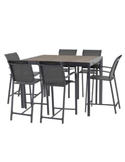 Table Haute Evasion Extensible 8 Places - Plateau Effet Bois -Barbecue Soldes table haute evasion extensible 8 places plateau effet bois 3