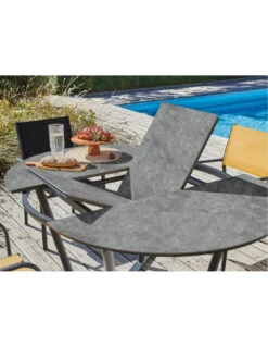 Table Valenza 125/175 X 125 En Aluminium / SPC - Graphite / Gris -Barbecue Soldes table valenza 125175 x 125 en aluminium spc graphite gris 1 2